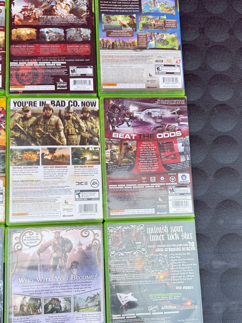 Microsoft Xbox 360 Games Bundle - Green Cases